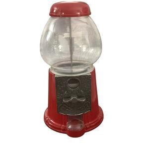 Vintage Carousel Junior Gumball Machine – 12” Red Metal Base + Glass Globe
